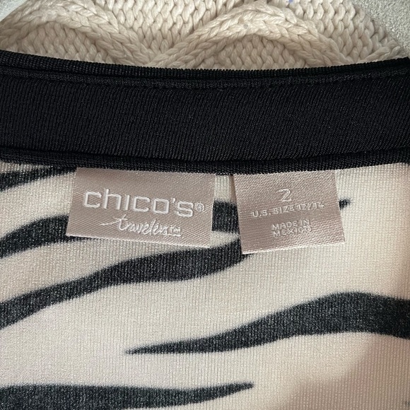 Chico’s Traveler’s Style Black & White Flowy Blouse Women’s Size Large - Picture 13 of 15